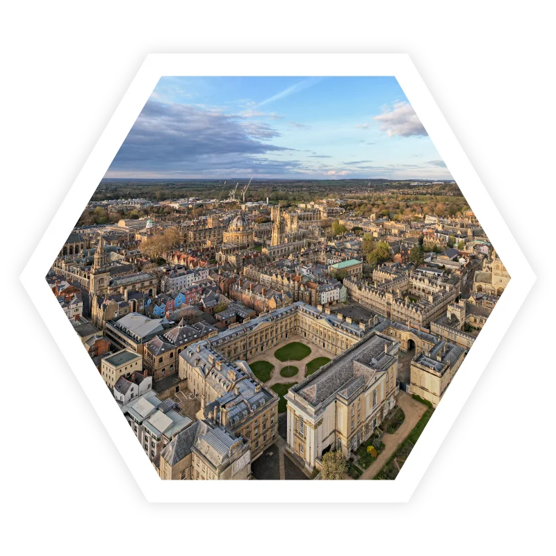 Aerial shot over Oxford
